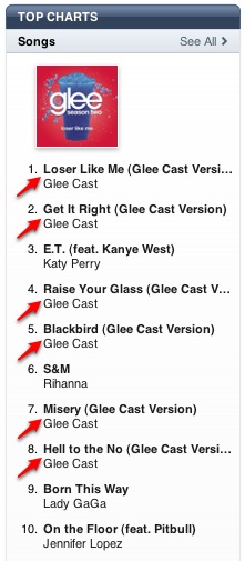 Glee in iTunes Glee in iTunes