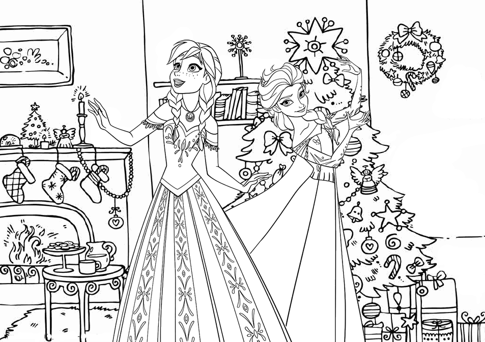 printable frozen disney christmas coloring pages